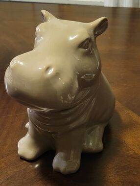Threshold Stoneware Hippo Cookie Jar Taupe Gray Hippopotamus